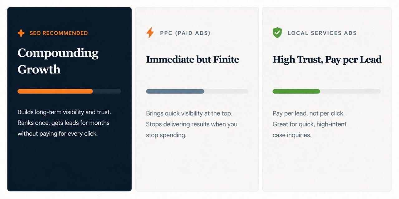 Organic SEO vs. PPC vs. Local Services Ads