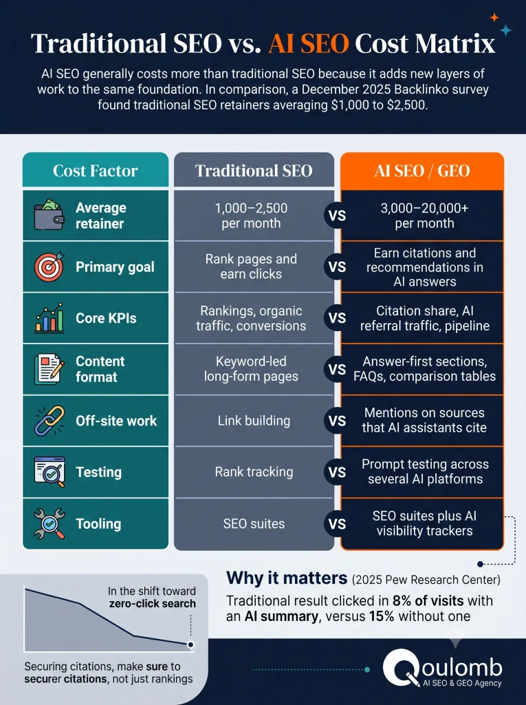 AI SEO cost matrix